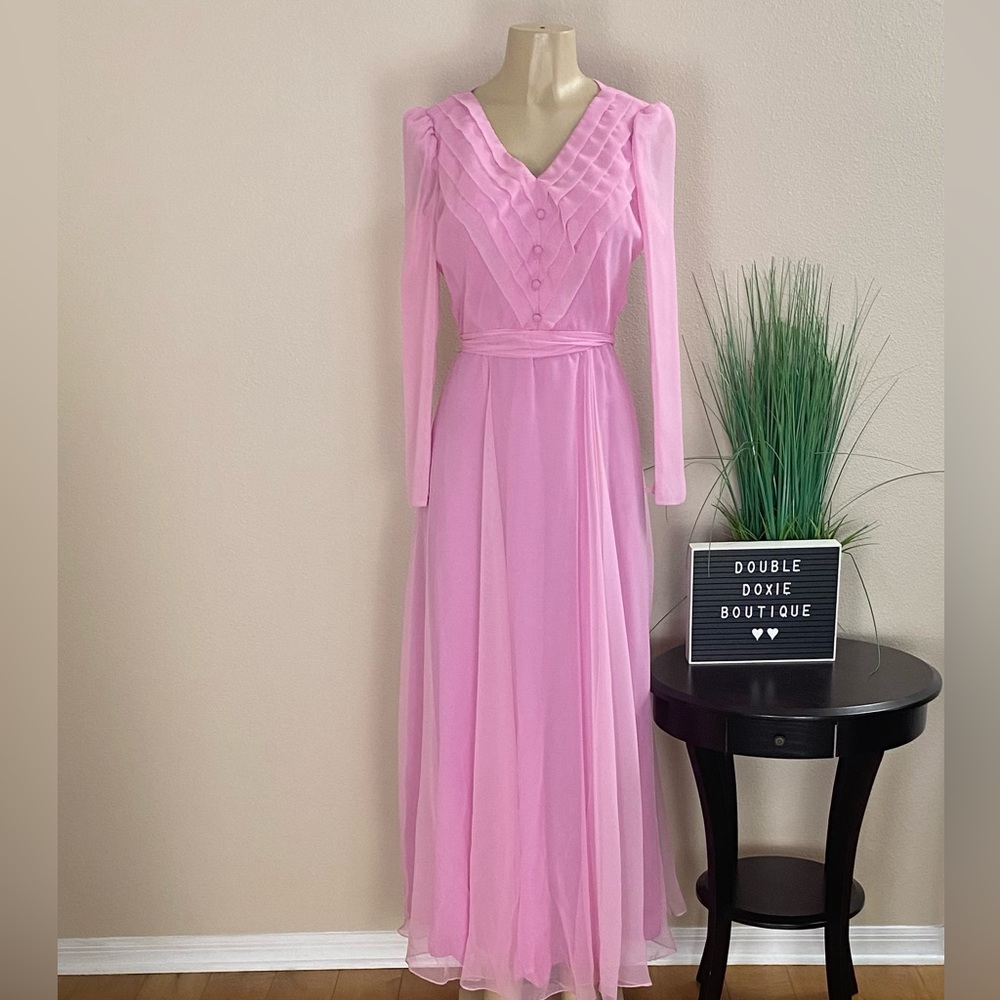 MISS ELLIETTE | Vintage Pink Belted Maxi Dress Sz 10